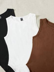 SHEIN EZwear 3 piezas Body unicolor de cuello redondo