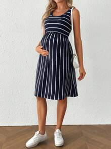 SHEIN Top con tirantes a rayas para embarazo y lactancia, ropa de uso diario informal