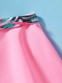 SHEIN Babygirl Cute Knitted Bow Strap Top & Shorts 2pcs Swimsuit Set, Summer