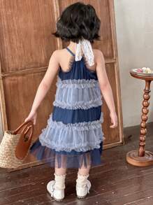 DAZY 秋季年轻女孩休闲连衣裙 - 藍色 - 查看 6