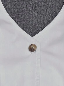 Plus Size Women's Solid Color Single-Breasted Casual Halter Neck Tank Top - White - View 3