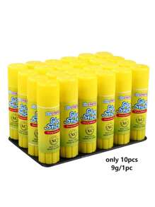 10pcs (9g) PVA Solid Glue Sticks, For Adhering Light Paper, Envelopes, Documents, Handmade Cards, Exam Papers, Notes, Scrapbooking, School & Office Supplies Back To School - yellow - View 1