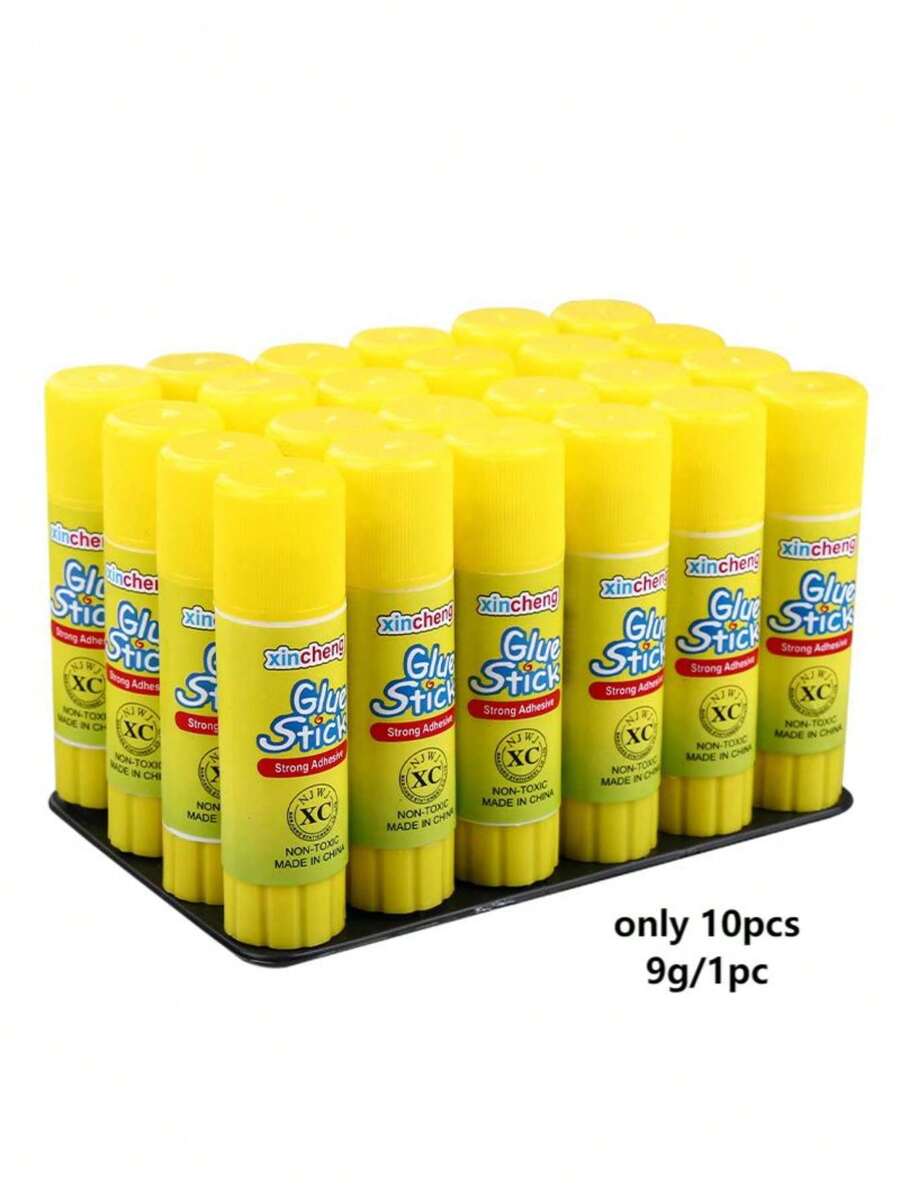 10pcs (9g) PVA Solid Glue Sticks, For Adhering Light Paper, Envelopes, Documents, Handmade Cards, Exam Papers, Notes, Scrapbooking, School & Office Supplies Back To School - yellow - View 1
