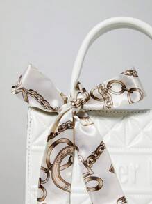 新款时尚女士菱形图案白色单肩包，大容量手提包，时尚斜挎包，简约百搭，适合派对和日常使用，圣诞节冬季圣诞礼物 - 白色 - 查看 5