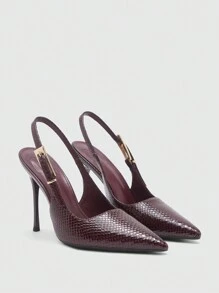 CUCCOO SZL Tacones altos elegantes y con puntera descubierta y estampado de cocodrilo para mujer