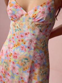 Enchnt Váy dây mảnh in hoa màu hồng lãng mạn dành cho nữ mùa xuân và mùa hè, váy suông thanh lịch ngọt ngào gợi cảm, phù hợp cho mùa cưới, ngày lễ, kỳ nghỉ, mùa hẹn hò và tốt nghiệp ngọt ngào, trang phục mùa hè dành cho nữ, váy thanh lịch - Nhiều màu - Xem 2