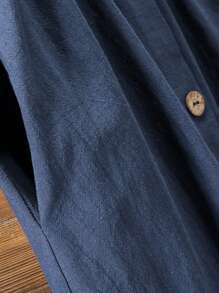 EMERY ROSE Falda de rodilla con abotonadura frontal y diseño bordado en línea A para mujeres de talla grande, hecha de algodón - Azul - Ver 7