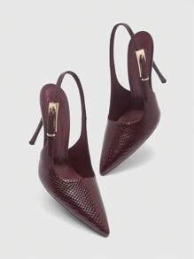 CUCCOO SZL Tacones altos elegantes y con puntera descubierta y estampado de cocodrilo para mujer
