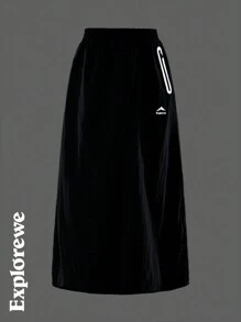 SHEIN Teen Girl Elastic Waist Waterproof Long Casual Skirt - Grey - View 5