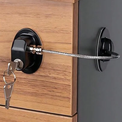 1 件黑色多功能儿童锁、橱柜门锁、窗户锁、冰箱锁、迷你冰箱锁、冷冻柜抽屉门、滑动门窗锁、防坠落窗锁（带限制器）圣诞节礼物赠送、返校