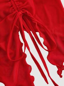 SHEIN MOD Red Cute Tie Up Women T-Shirt, Casual Top, Fashionable Blouse,Valentine Outfits,Valentine Outfits