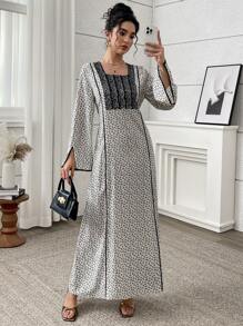 Yasmyna 女士土耳其长袍和阿拉伯传统长裙 - 黑色 - 查看 3