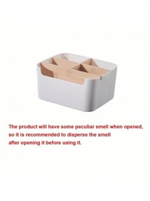 1pc Bamboo Desk Organizer With 5 Compartments, High Quality Moisture-Proof Storage Box For Office Supplies, Pen Holder, Bathroom Cosmetic Storage Box, Living Room Multipurpose Rack, Jewelry Storage Box For Earrings And Rings, Household Storage & Organization Product, Suitable For Placement On Desks, Cabinets, Dressing Tables, Dorm Desks Back To School - Multicolor - View 5