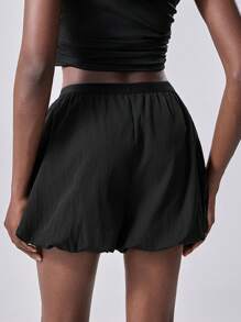 SHEIN Unity 2024 New High-Waist A-Line Ruffle Puff Shorts Women, Black ...