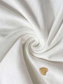 SHEIN Pregnant Women Heart Embroidery Short Sleeve Casual T-Shirt, Vacation