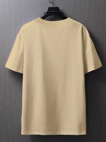 Manfinity Homme Men's Crew Neck Short Sleeve Printed Casual Tee, Everyday Wear - Apricot - View 2