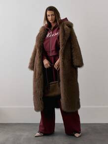 MUSERA High Rise Concealed Drawstring Elasticated "Muse" Print Wide Leg Sweatpants Vacation Summer Sexy - Burgundy - View 3