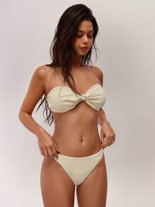 Forever 21 Sexy Vacation Elegant Apricot Texture Swimwear - White - View 4