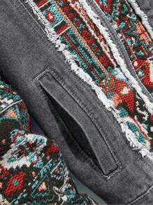 Manfinity Hypemode Men's Front Button Long Sleeve Pocket Casual Loose Denim Jacket - Grey - View 5