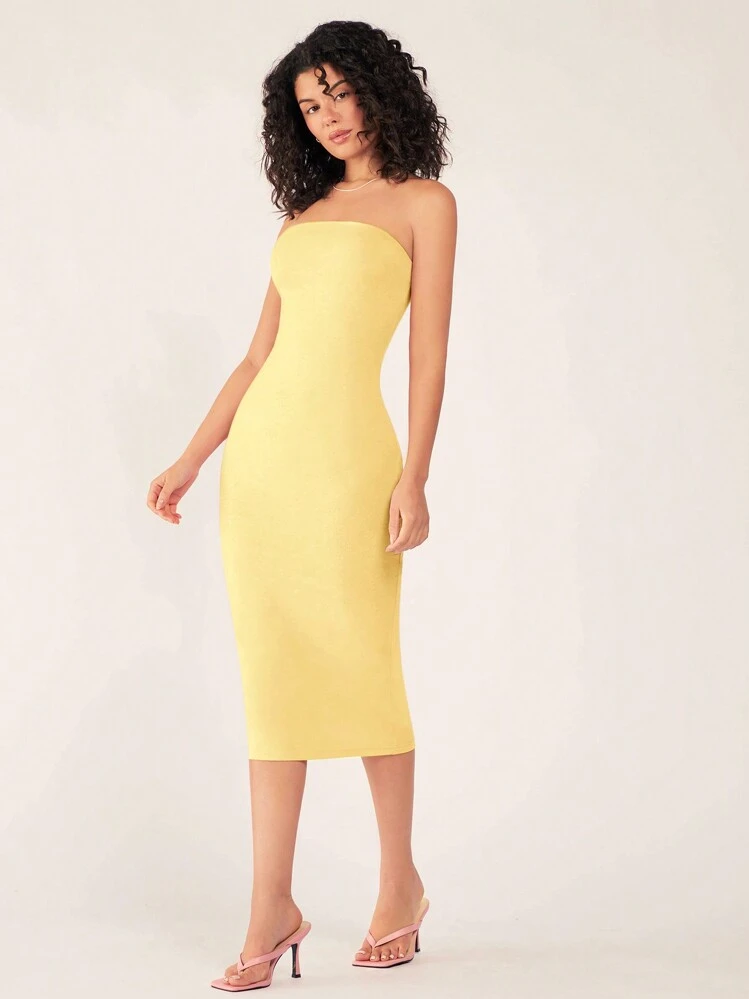 Women Midi Dresses - Yellow - View 5