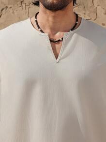 Manfinity RSRT Men's V-Neck Pullover Shirt And Shorts 2 Pieces Set, Minimalist Outfit