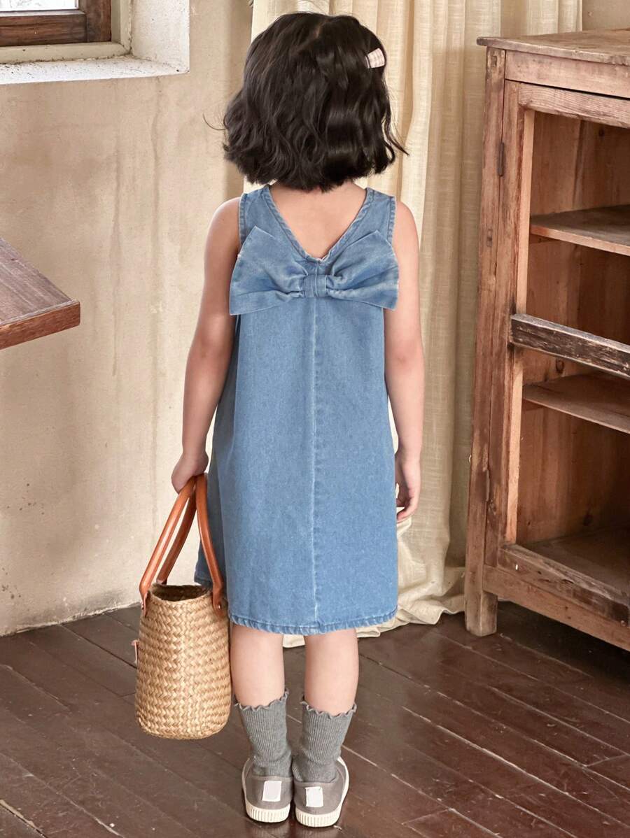 Dazy Kids 少女牛仔连衣裙，秋季度假装 - 藍色 - 查看 1