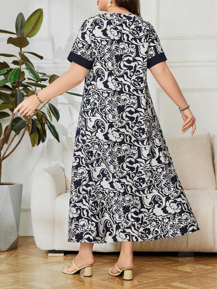 Lacomfia فستان كاجوال يومي طباعة زهور عشوائية، تصم...