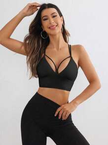 Easithlete Đồ lót thể thao mùa hè màu trơn đơn giản dành cho nữ - màu đen - Xem 5