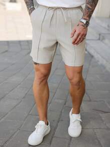 Manfinity Homme Pantalones cortos casuales de hombre de unicolor con cordón a la cintura