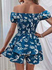 Breezaya Plants Print Belted Tube Romper