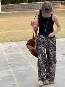 Dazy Kids 2pcs/Set Tween Girl Casual Autumn Outfits Leopard Print - Black - View 3