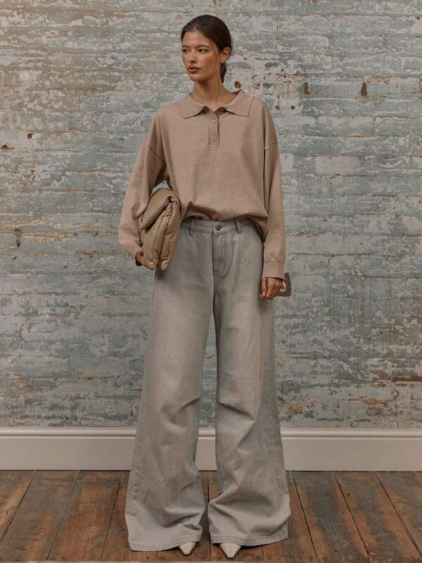 MUSERA Wide Leg Mid Rise Raw Hem Denim Jeans With Belt Loops Spring 90's Cute Summer