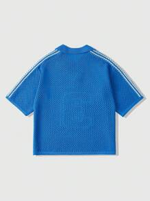 ROMWE MEN Prep Polo in maglia da uomo, casual a maniche corte, design minimalista alla moda per uso quotidiano