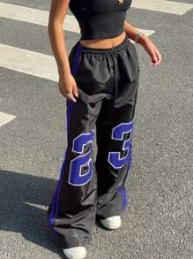 Muchica Pantalones anchos de mujer con estampado numérico tejido - Multicolor - Ver 6