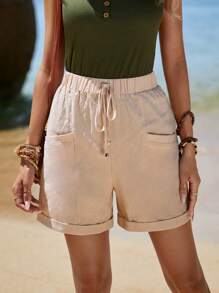 EMERY ROSE Casual Eenkleurig Dames shorts Geknoopt Zak