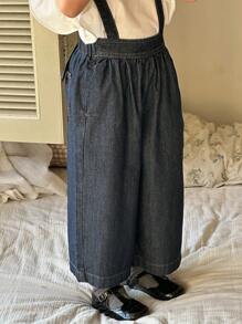 DAZY Young Girls Denim Bib Overall & Jumpsuit, Fall Outfit - Dark Wash - View 4