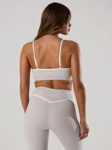 Musera Sport Áo ngực thể thao dây mảnh với chi tiết viền tương phản, thích hợp cho Padel, Tennis, Pickleball, tập gym, thể dục, yoga, Pilates, mặc hàng ngày. - Xám - Xem 2