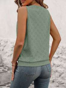 INAWLY 大码纯色无袖镂空简约休闲衬衫