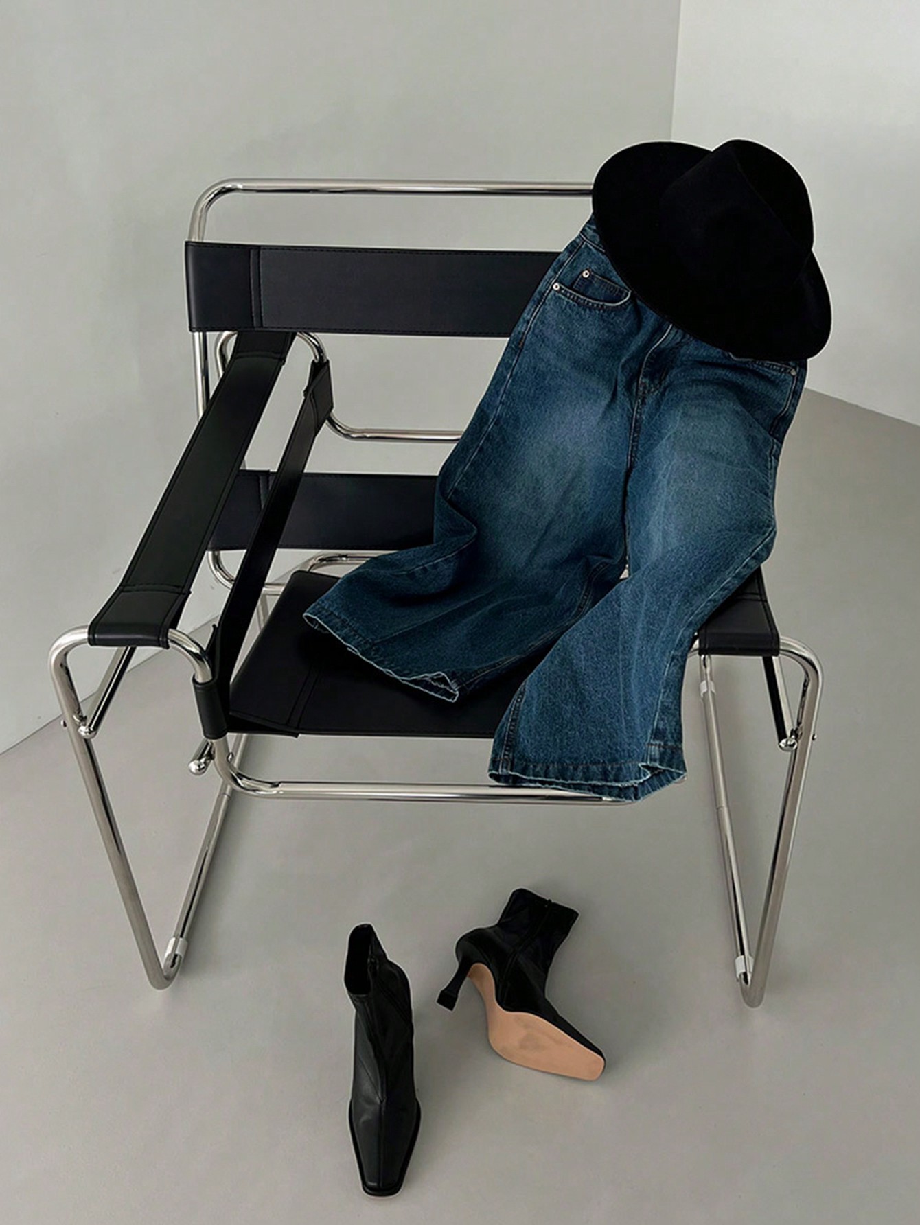 DAZY سراويل جينز نسائية فضفاضة واسعة الساق بطول 7/...