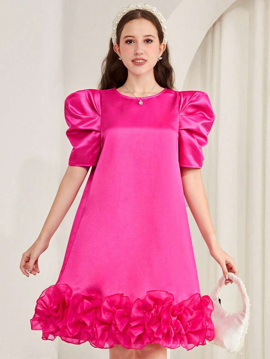 SHEIN Robe de princesse de fête pour jeunes filles, en satin fuchsia ...