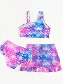 Ensemble tenue quotidienne de jeune fille décontractée : débardeur, culottes, mini-jupe, maillot de bain simple et
