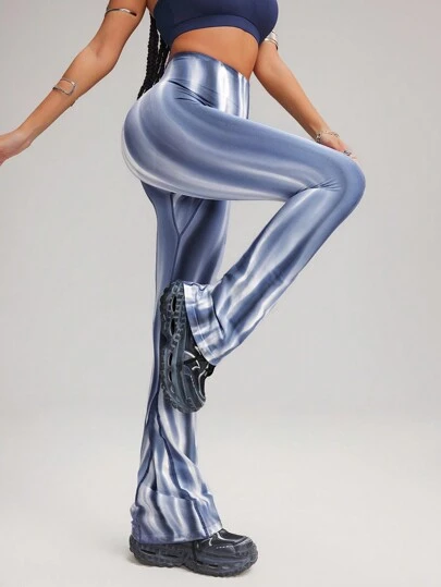 Innovista Aurora Tie Dye Seamless Workout Sports Flare Leggings High Support Waisted Fall Daily Athleisure Yoga Tights Pilates HIIT Training Gym Tights Activewear Bottoms Clothes Print Buttery Soft Trousers Comfort Movement Functional Tummy Control Compression Squat Proof No Seam Pants Cardio Outdoor Exercise UV Protection Healthy TT Viral IG Reel Ready FYP INSTA Fall New Style Women Striped Design, Fall Winter Athletic Wear