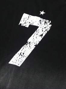 Manfinity EMRG Herren Große Größen Lässig T-Shirt mit rundem Ausschnitt und Buchstaben Grafik, Kurzarm - Schwarz - Übersicht 3