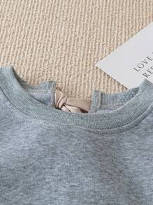 INAWLY 女士纯色圆领长袖休闲卫衣，秋冬套头衫 - 灰色 - 查看 5