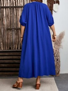 EMERY ROSE 大码女式纯色 V 领休闲长裙