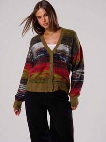 MUSERA 对比条纹针织开衫 - 彩色 - 查看 1