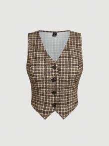 SHEIN MOD Plus Size Plaid Vest & Straight-Leg Pants 2 Pieces Set - Multicolor - View 5