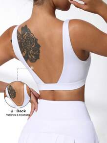 SHEIN Sovereign Charm 純色掛脖運動文胸