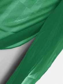 Swim Chiccia 2PCS Women's Solid Color Tie Front Casual Swimsuit Cover Up Skirt, For Summer Beach Vacation