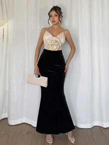 Calvaya Vestido elegante y sexy con tirantes 3D con estampado floral